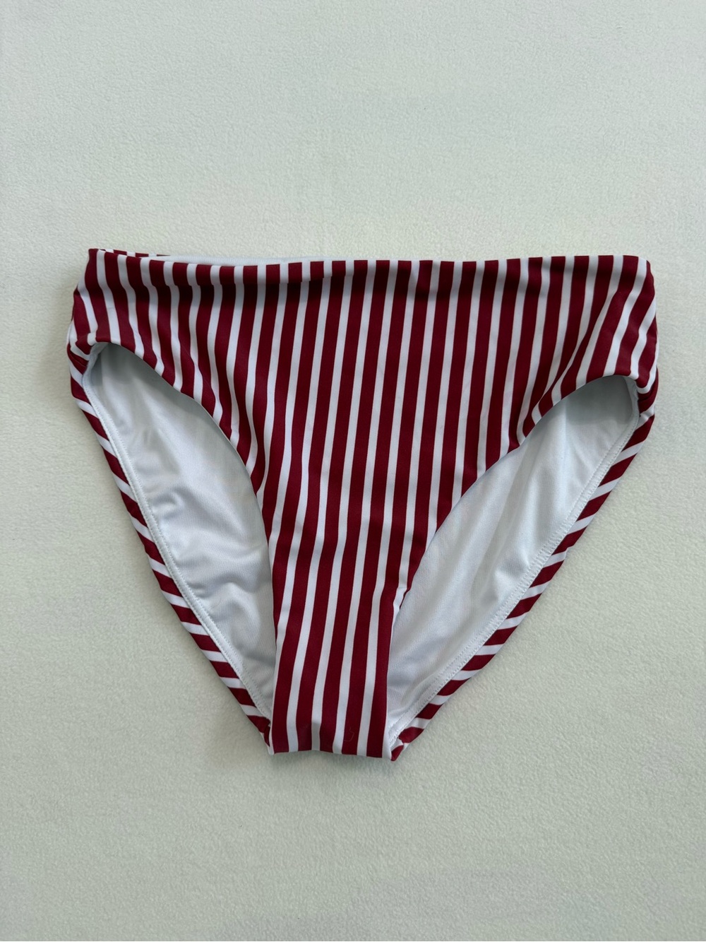 Senita Athletics Red and White Striped Bikini Bottom